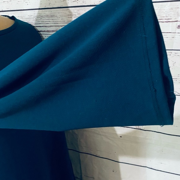 Women’s Small Dress Zara Teal Long Flare Sleeves Soft Textured U Neck - Picture 5 of 12